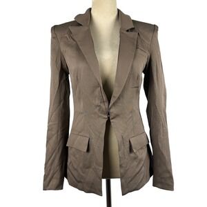 New‎ PRETTYLITTLETHING Taupe Fitted Blazer Jacket Women 4 Hook Closure Formal